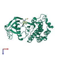 PDB entry 5xff coloured by chain, top view.