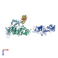 PDB entry 5xfp coloured by chain, top view.