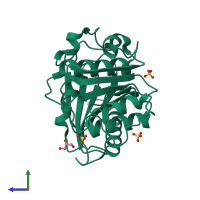 PDB entry 5xfy coloured by chain, side view.