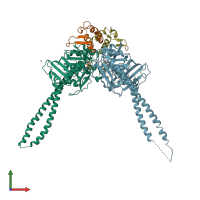PDB entry 5xg3 coloured by chain, front view.