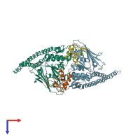 PDB entry 5xg3 coloured by chain, top view.