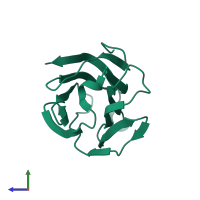 PDB entry 5xg7 coloured by chain, side view.