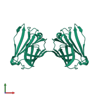 Galactoside-binding soluble lectin 13 in PDB entry 5xg7, assembly 1, front view.