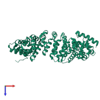 PDB entry 5xgc coloured by chain, top view.