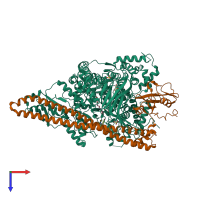 PDB entry 5xgi coloured by chain, top view.