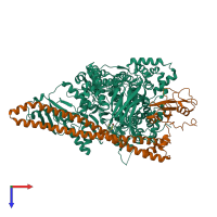 PDB entry 5xgj coloured by chain, top view.