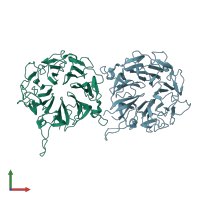 PDB entry 5xgs coloured by chain, front view.