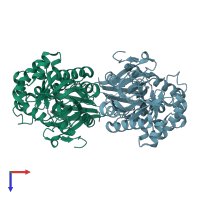 PDB entry 5xgw coloured by chain, top view.