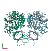PDB entry 5xgx coloured by chain, front view.