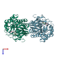 PDB entry 5xgx coloured by chain, top view.
