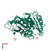 PDB entry 5xh2 coloured by chain, top view.
