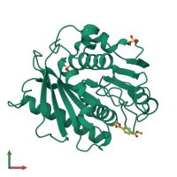 PDB entry 5xh3 coloured by chain, front view.