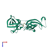 PDB entry 5xhb coloured by chain, top view.