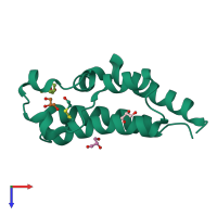 PDB entry 5xhe coloured by chain, top view.