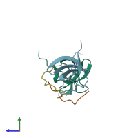 PDB entry 5xhz coloured by chain, side view.