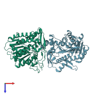 PDB entry 5xi0 coloured by chain, top view.