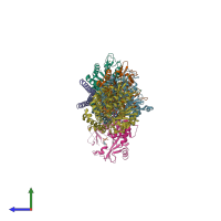 PDB entry 5xi5 coloured by chain, side view.