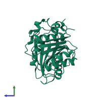 PDB entry 5xjh coloured by chain, side view.