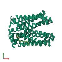 PDB entry 5xjj coloured by chain, front view.
