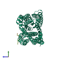 PDB entry 5xjj coloured by chain, side view.
