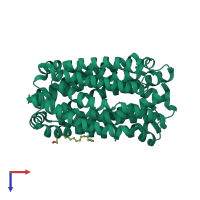PDB entry 5xjj coloured by chain, top view.