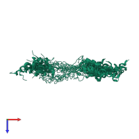 PDB entry 5xjk coloured by chain, ensemble of 20 models, top view.