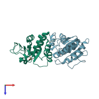 PDB entry 5xjv coloured by chain, top view.