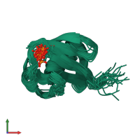 PDB entry 5xk5 coloured by chain, ensemble of 30 models, front view.