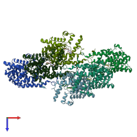 PDB entry 5xkm coloured by chain, top view.