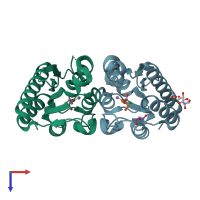 PDB entry 5xko coloured by chain, top view.