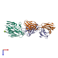 PDB 5xku coloured by chain and viewed from the top.