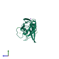 PDB entry 5xlj coloured by chain, side view.