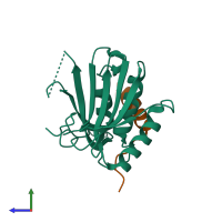PDB entry 5xln coloured by chain, side view.