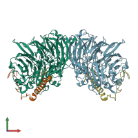 PDB entry 5xm3 coloured by chain, front view.