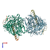 PDB entry 5xm3 coloured by chain, top view.