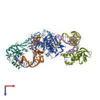 PDB entry 5xm8 coloured by chain, top view.