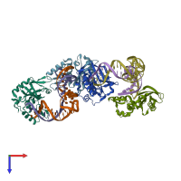 PDB entry 5xm9 coloured by chain, top view.