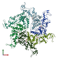 PDB entry 5xmi coloured by chain, front view.