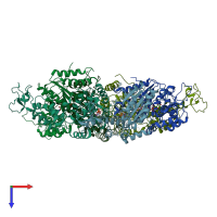 PDB entry 5xmi coloured by chain, top view.