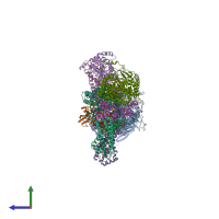 PDB entry 5xmj coloured by chain, side view.