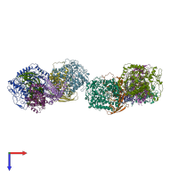 PDB entry 5xmj coloured by chain, top view.
