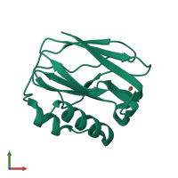 PDB entry 5xmo coloured by chain, front view.