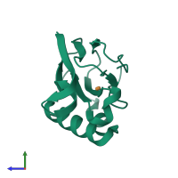 PDB entry 5xmo coloured by chain, side view.