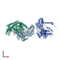 PDB entry 5xmu coloured by chain, front view.