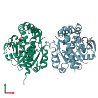 PDB entry 5xmw coloured by chain, front view.