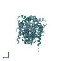 PDB entry 5xmw coloured by chain, side view.