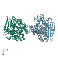 PDB entry 5xmw coloured by chain, top view.