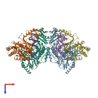PDB entry 5xn0 coloured by chain, top view.