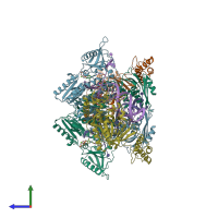 PDB entry 5xn1 coloured by chain, side view.