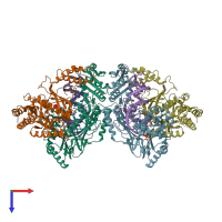 PDB entry 5xn1 coloured by chain, top view.